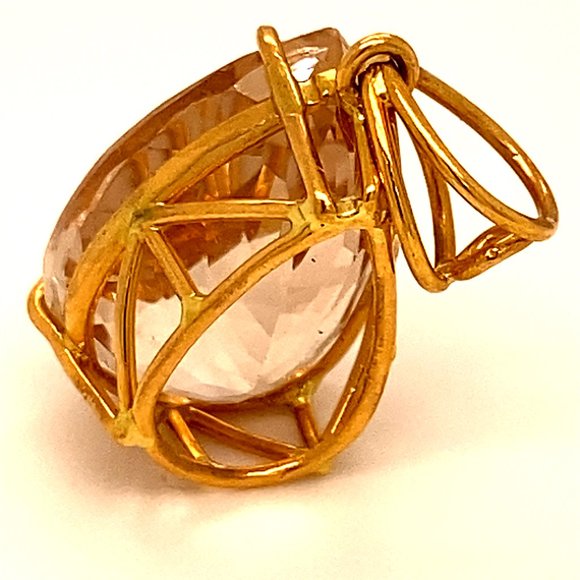 Imperial Topaz 16.03ct Solid 22K Gold Pendant - Picture 4 of 6